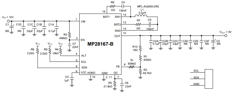 Schematic - Monolithic Power Systems (MPS) EVL28167-B-Q-00A Evaluation Board